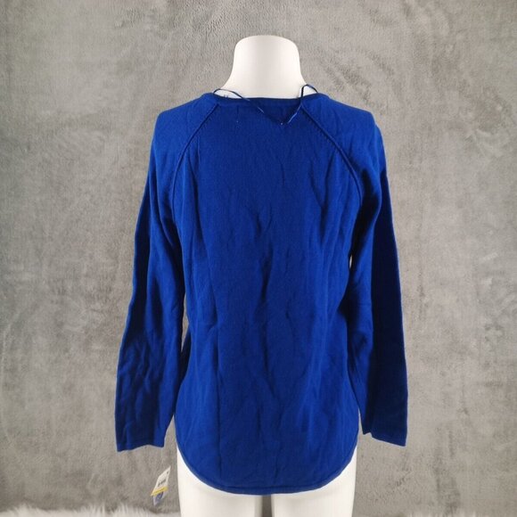 NWT KAREN SCOTT Basic Fall Raglan Sweater Petite MEDIUM Blue 100% Cotton - Picture 8 of 13